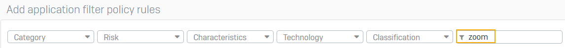 Application filter policy rule.