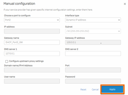 Manual configuration screen where you configure settings.