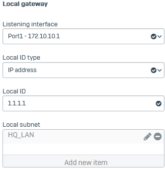 Local gateway settings.