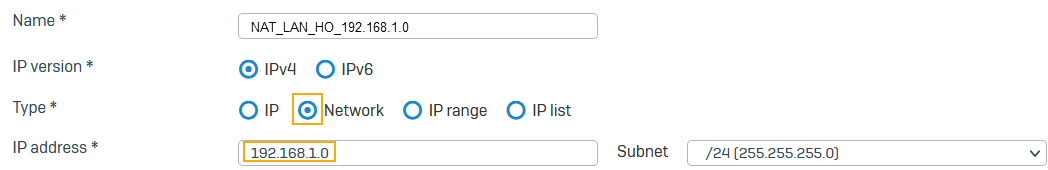 Local translated LAN IP host configuration on firewall one.