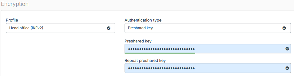 Encryption settings on firewall one.