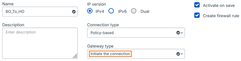 IPsec configuration on firewall one.