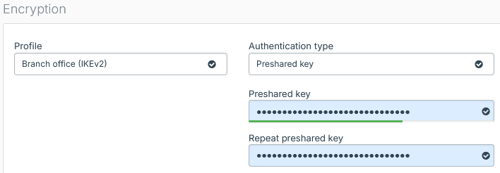 Encryption settings on firewall one.