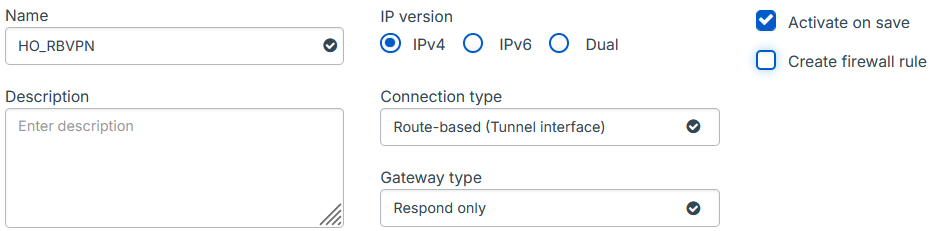 Route-based VPN settings.