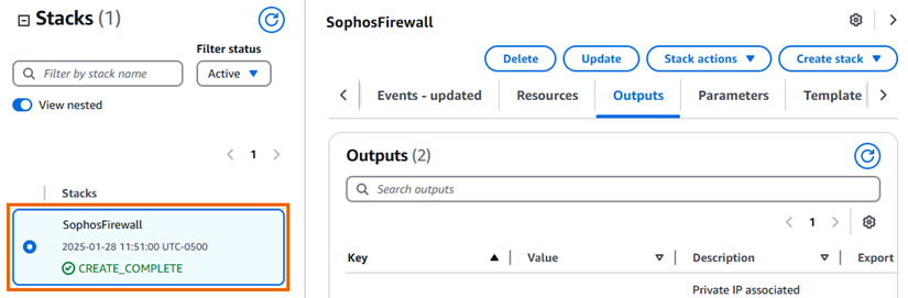 Stack creation is complete.