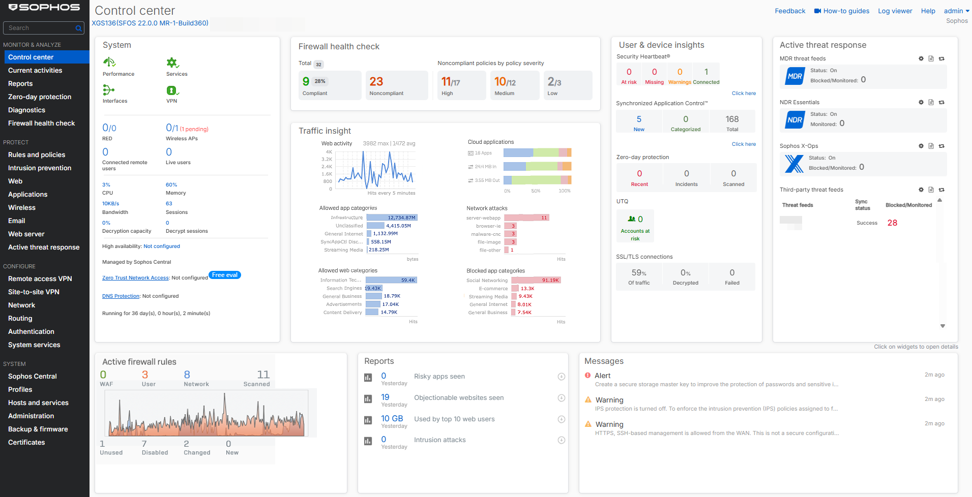 Control center overview.