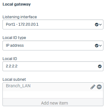 Local gateway settings.