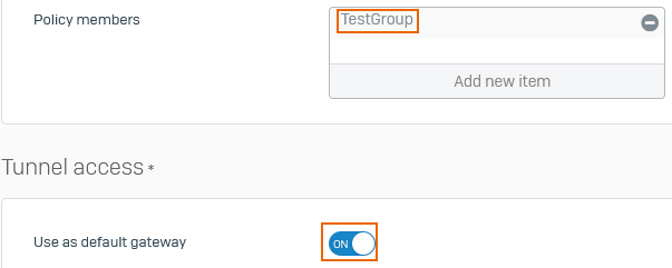 Specify policy members and permitted network resources.