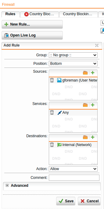 Create the firewall and masquerading rules