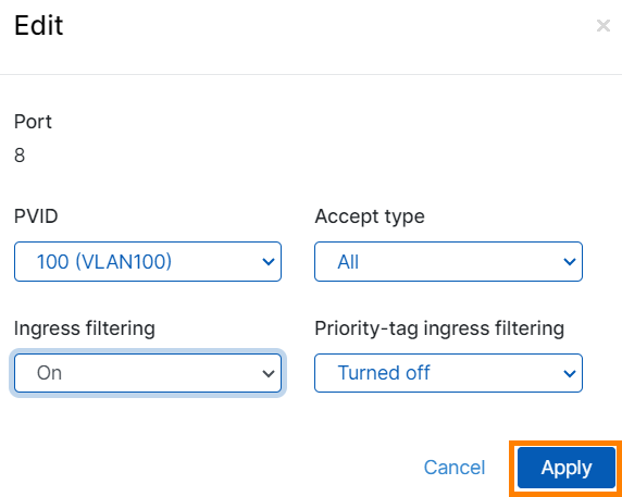 PVID and ingress filter settings.