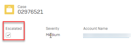 ケースページのエスカレーションチェックボックス。