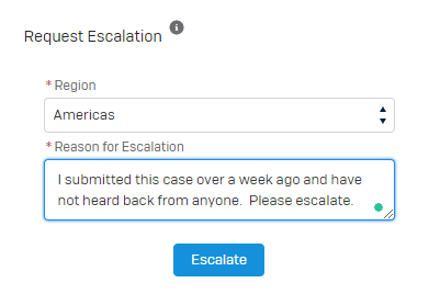 Solicitação de escalonamento.