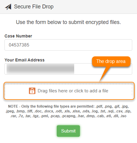 A caixa de diálogo Secure File Drop.