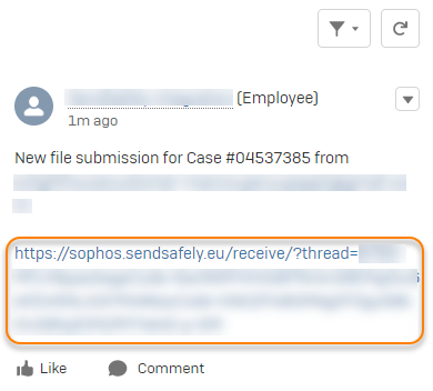 A notificação do SendSafely.