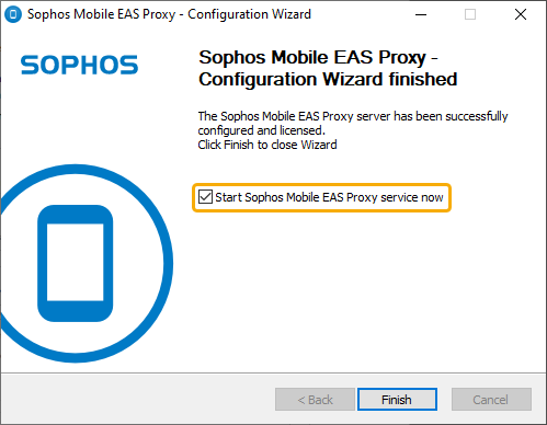 Select the option to start the EAS proxy service