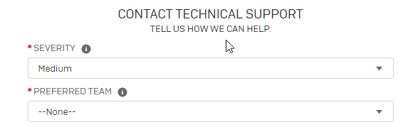 Contact technical support field.